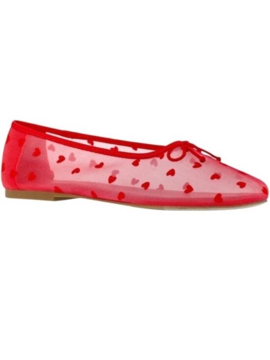 No Boundaries Shoes - Red Heart Mesh Ballet Flats Women's New NWT
